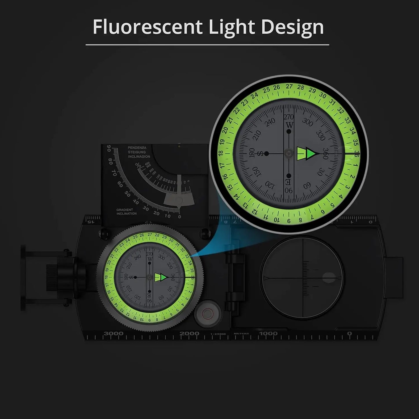 Proster Waterproof Compass With Fluorescent Dial Clinometer
