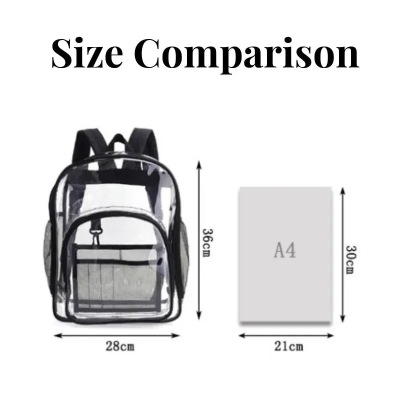 Transparent PVC Backpack Clear School Bag Unisex Large