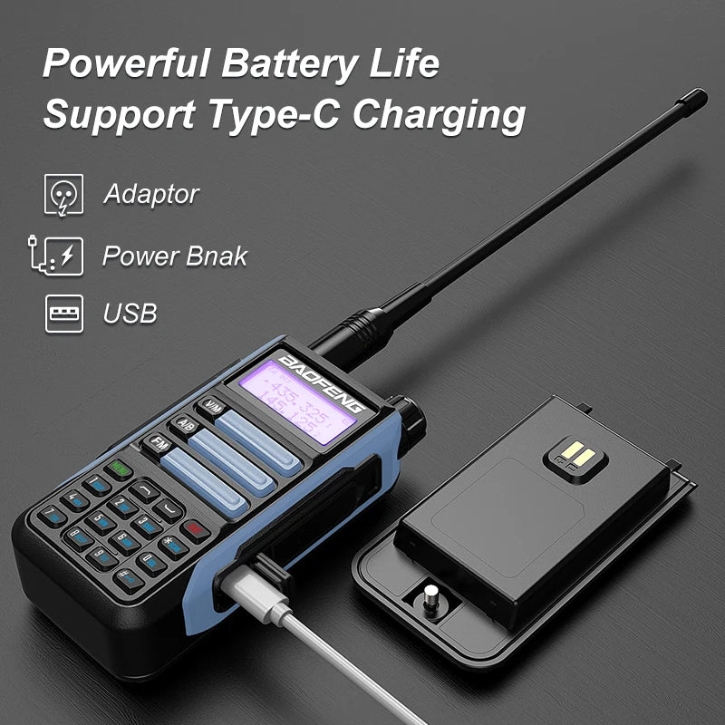 Baofeng UV-16 IP68 Waterproof Walkie Talkie Dual Band High Power Radio Long Range VHF UHF Two Way Radio with Scanner