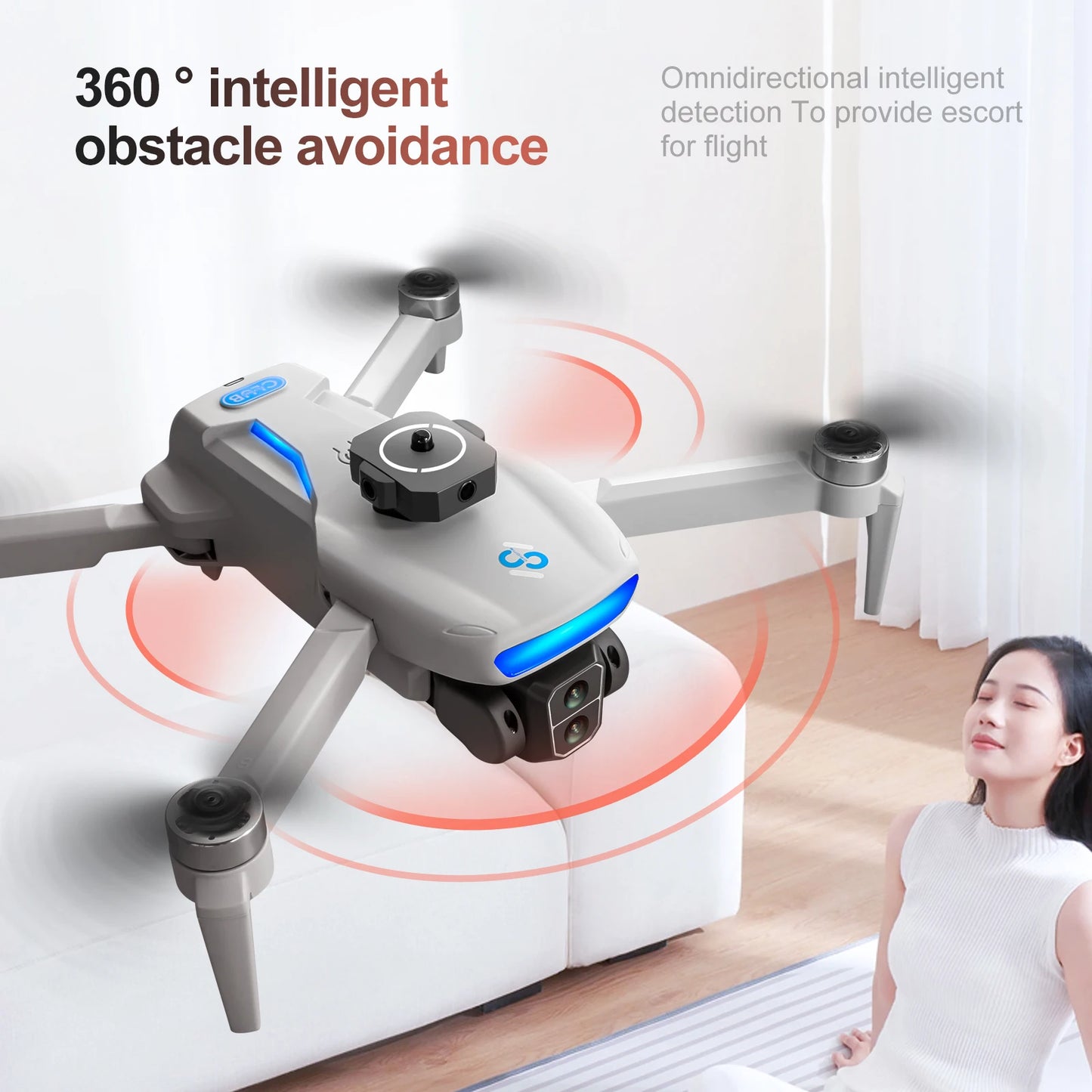 Dual Camera Brushless Drone with Obstacle Avoidance and Remote Control