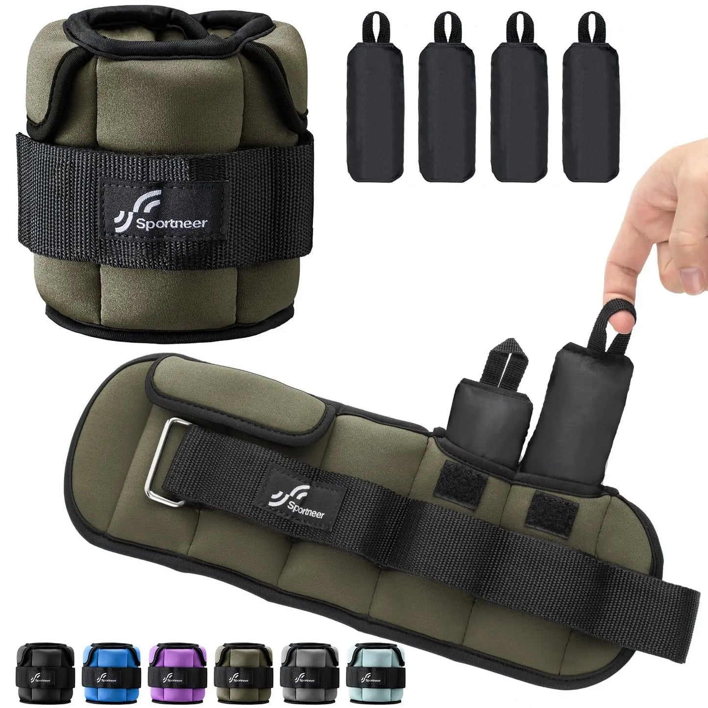 Sportneer Adjustable Wrist and Ankle Weights 1 Pair 1 to 10 lbs
