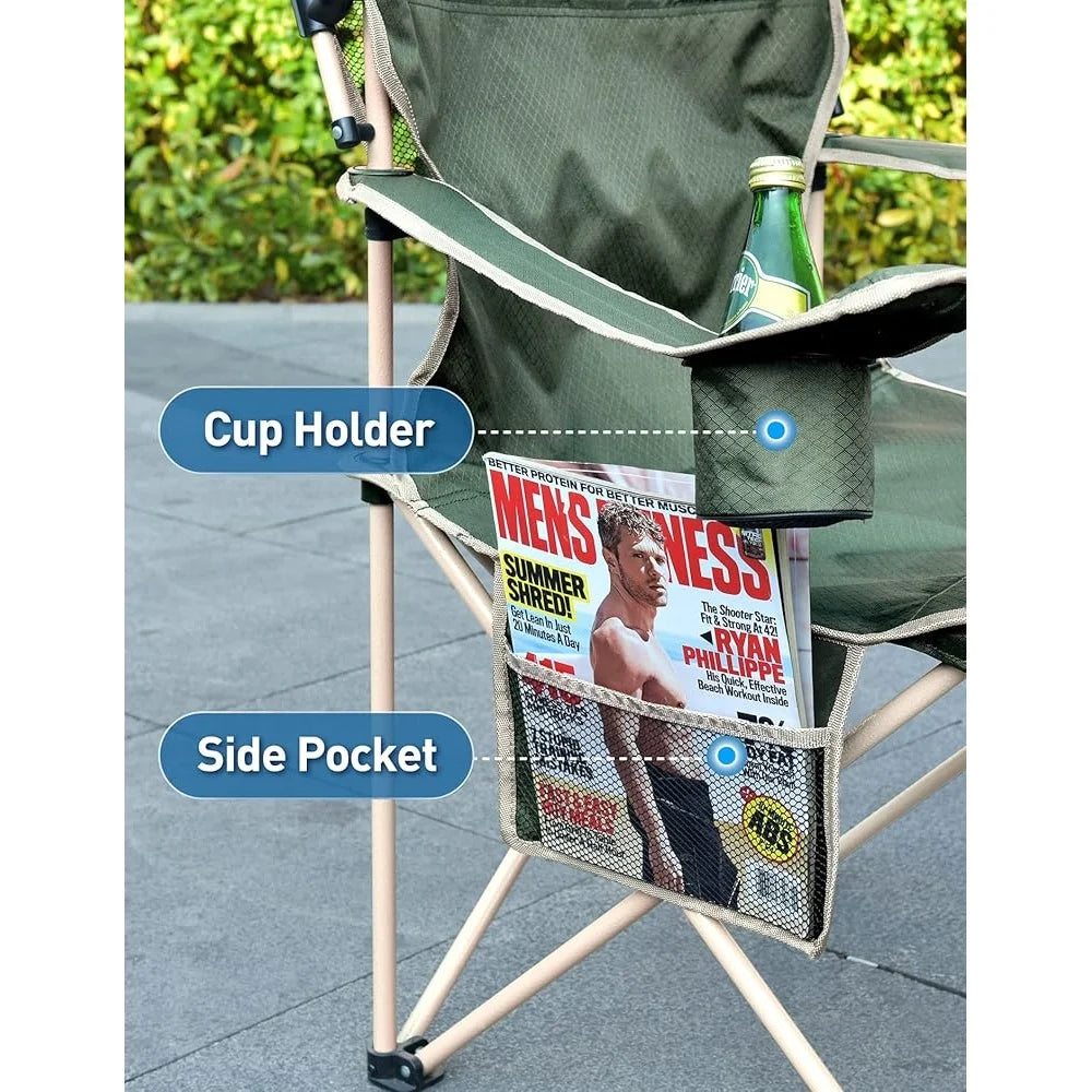 Folding Beach Chair with Canopy Shade Heavy Duty Support 330 lbs