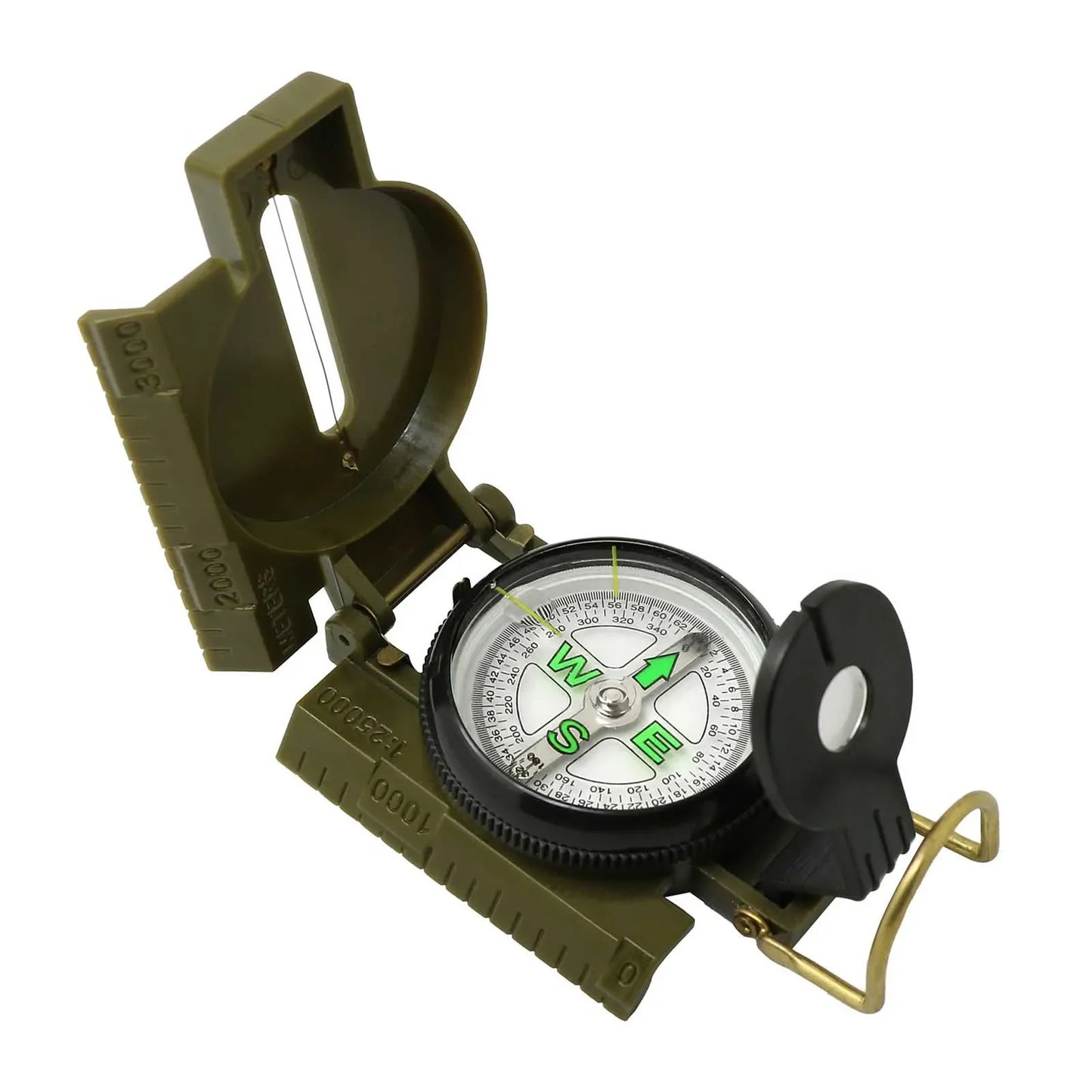 Carrying Portable Phosphorescent Lensatic Compass for Hiking and Navigation