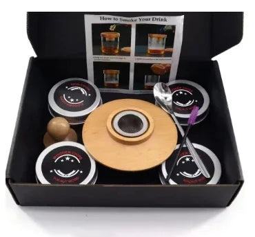 Wooden Cocktail Smoker Kit For Whiskey Drinks with natural wood chips