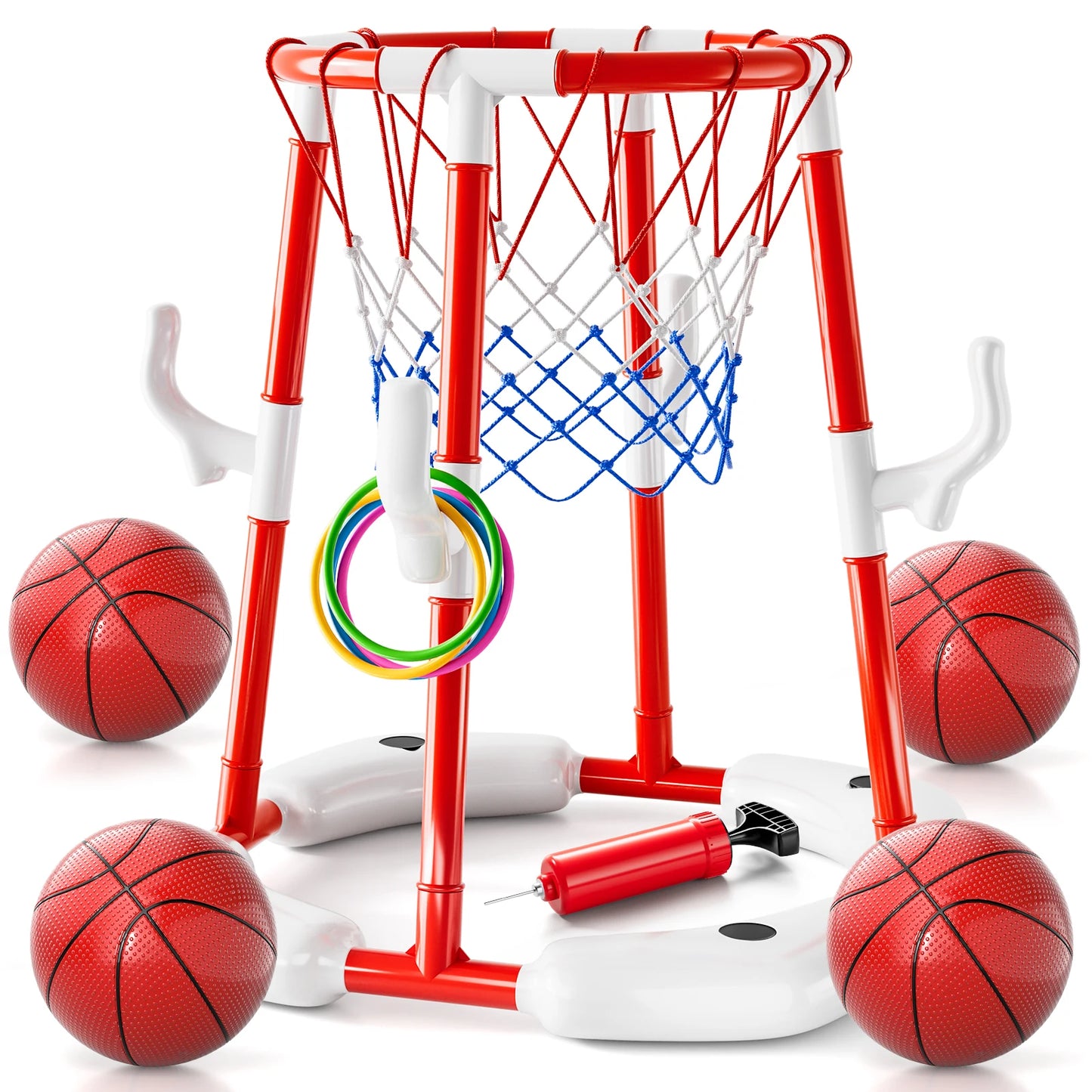 Summer Pool Basketball Hoop Toys Floating Game With 4 Balls
