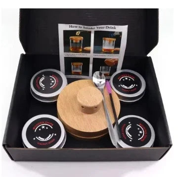 Wooden Cocktail Smoker Kit For Whiskey Drinks with natural wood chips