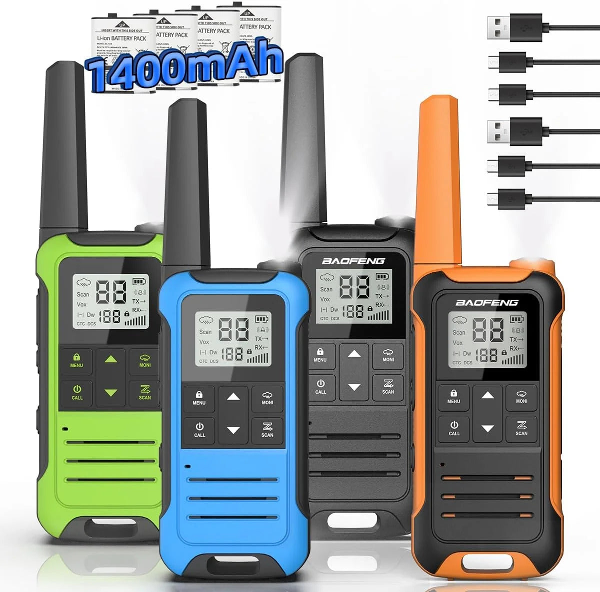 4/6PCS BAOFENG F22 Mini Walkie Talkie FRS Type-C Charger NOAA Long Range Portable Two Way Ham Radio for Kids Camping