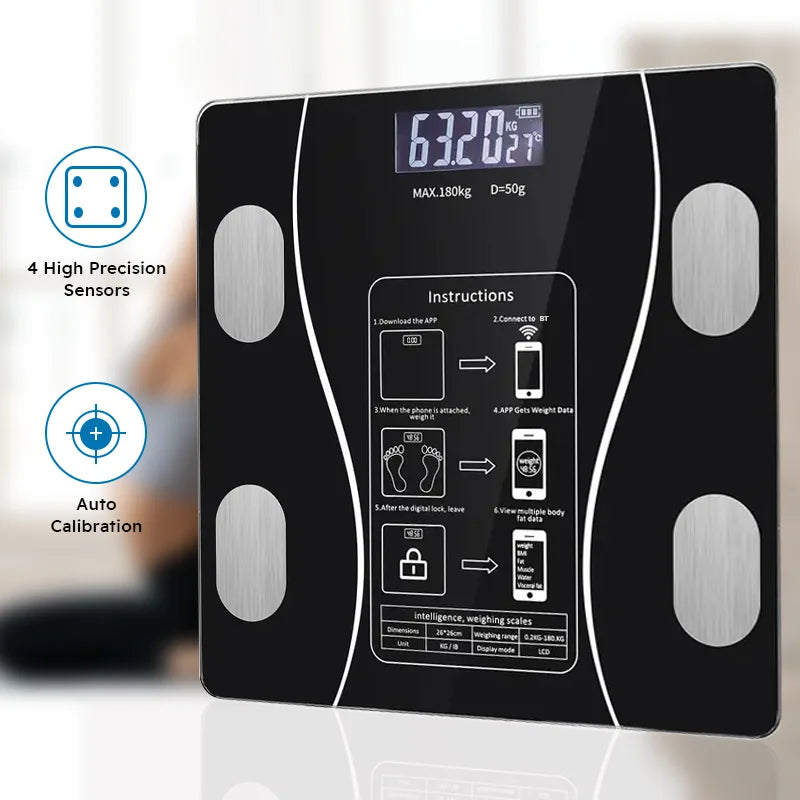 Smart Body Fat Scale Wireless LED Digital Bathroom Weight Scale