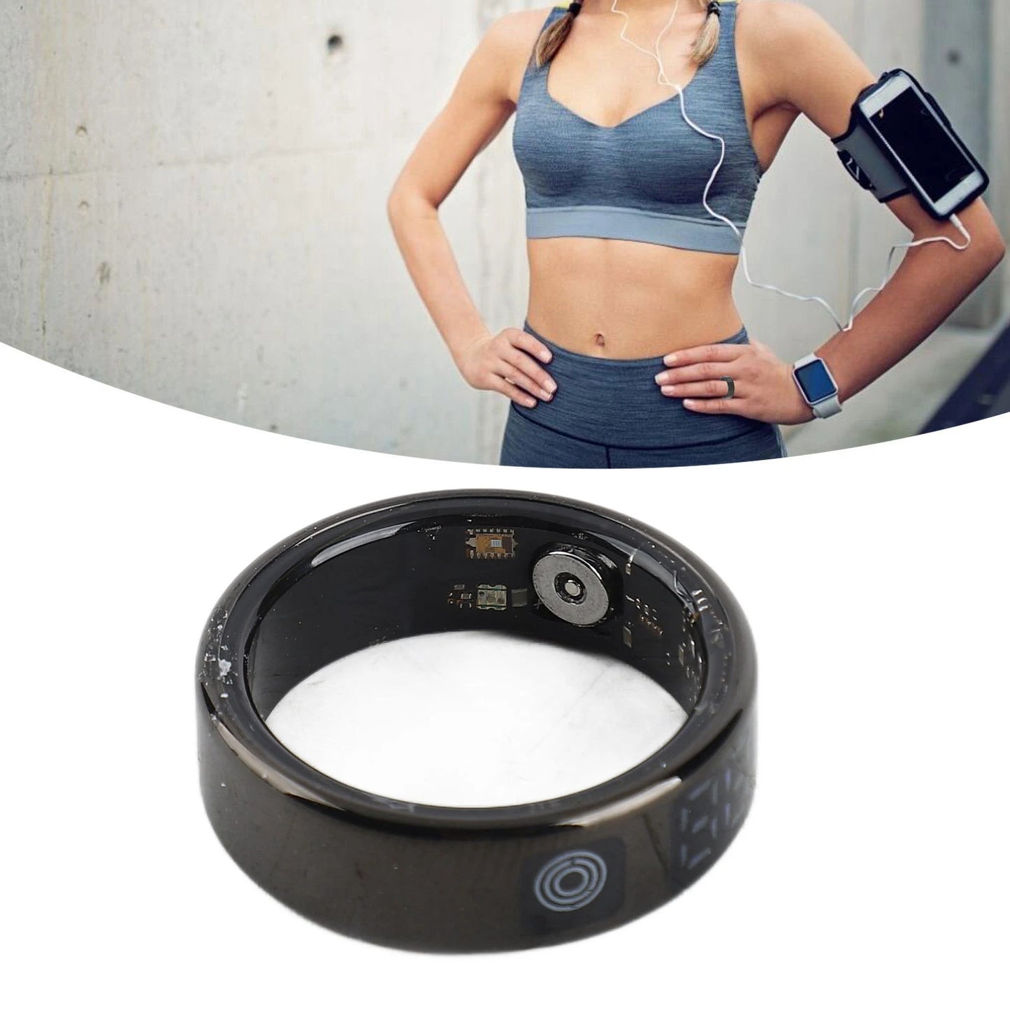 Fitness Ring Smart Ring with Display IP68 Stainless Steel