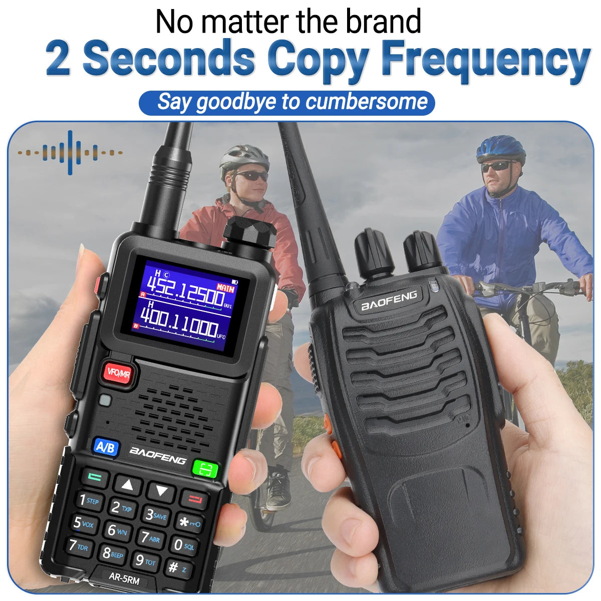 2 Pack Baofeng AR5RM Multi Band Walkie Talkie 10W Ham Radio