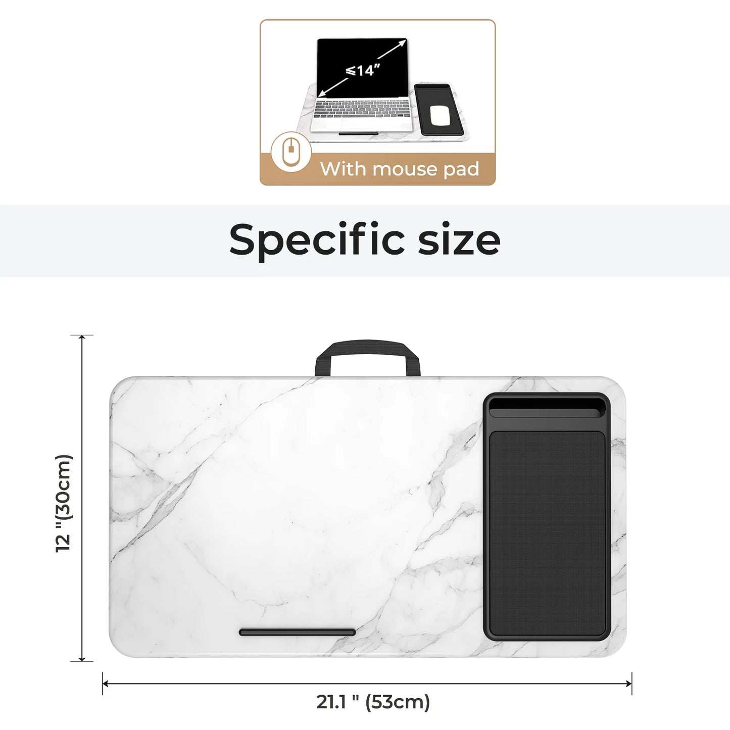 Home Office Pro Lap Desk with Mouse Pad and Phone Holder 21.1x12inch Portable Lightweight