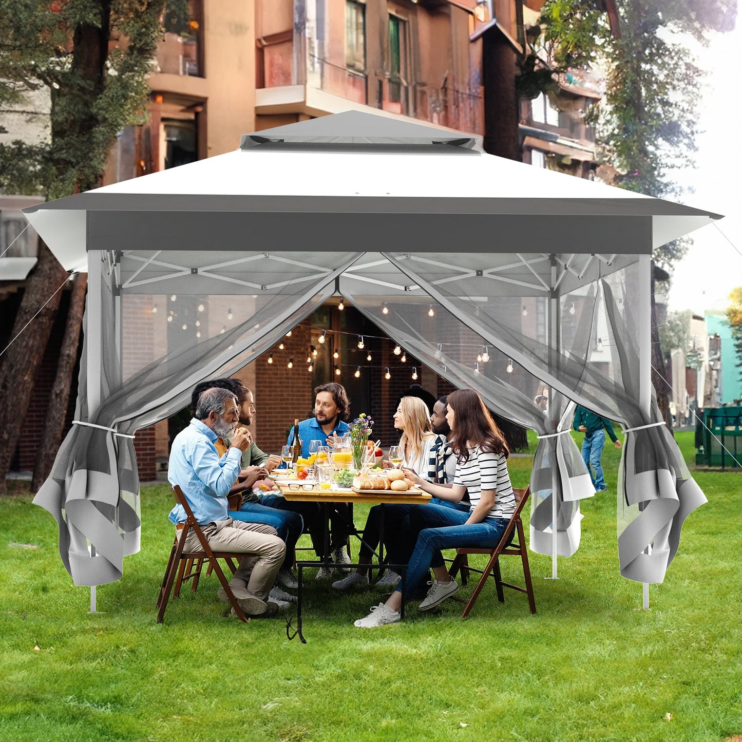 Outdoor Gazebo Canopy with Detachable Mosquito Nets