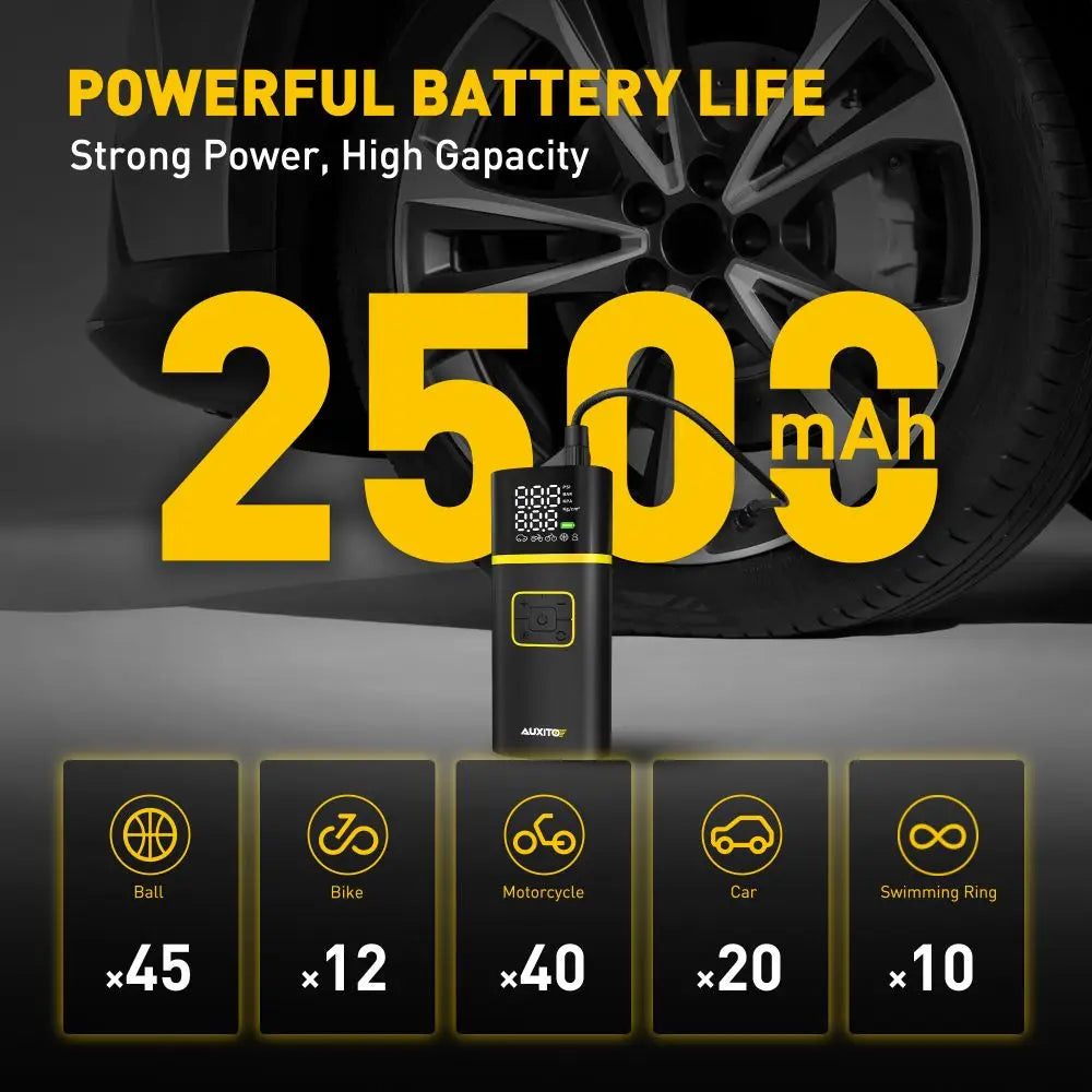 Car Air Pump Power Bank Portable Inflator for tires and more by AUXITO