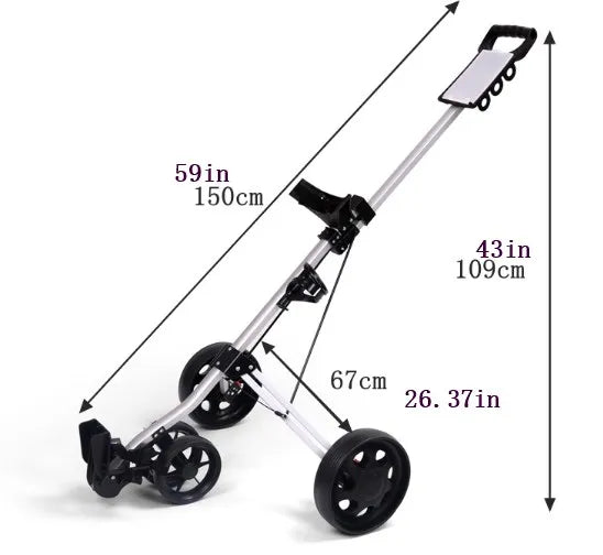 Portable Foldable Golf Push Cart with Adjustable Features and Brake