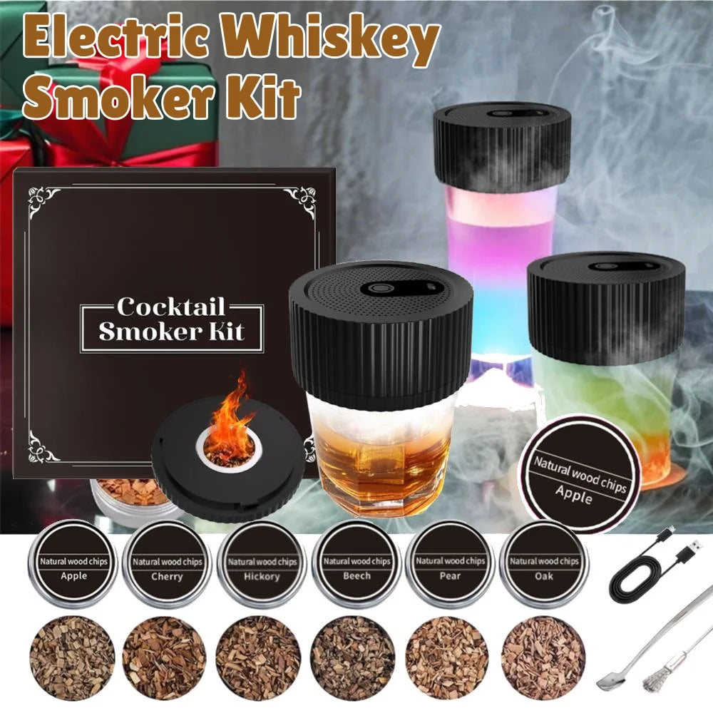 Electric Whiskey Smoker Kit with Six Flavor Wood Chips