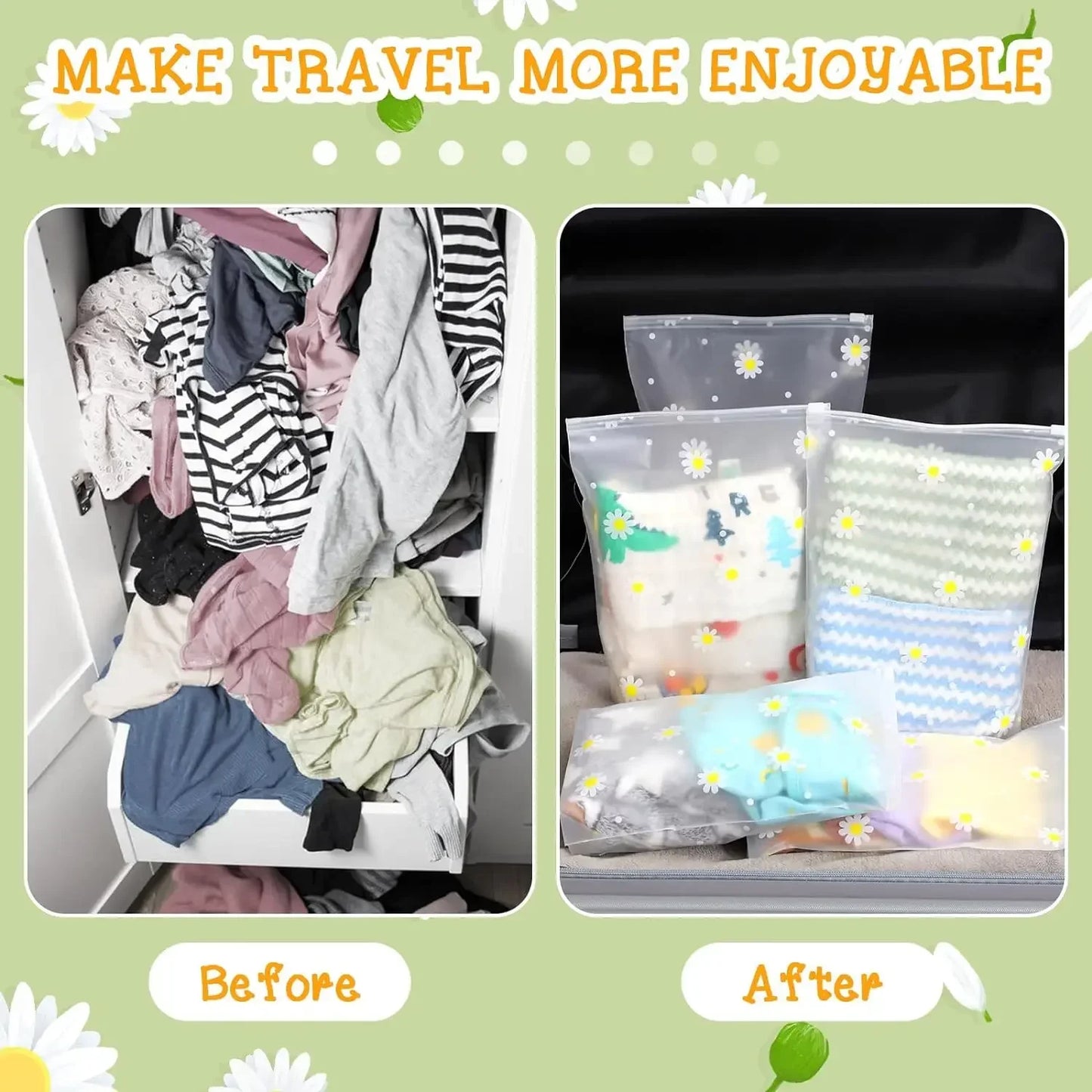 5/10PCS Reusable Ziplock Bags Plastic Travel Clothes Bags