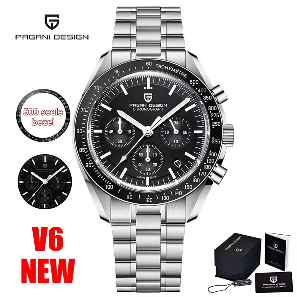 Pagani Design V5 Mens Watch Chronograph Stainless Steel
