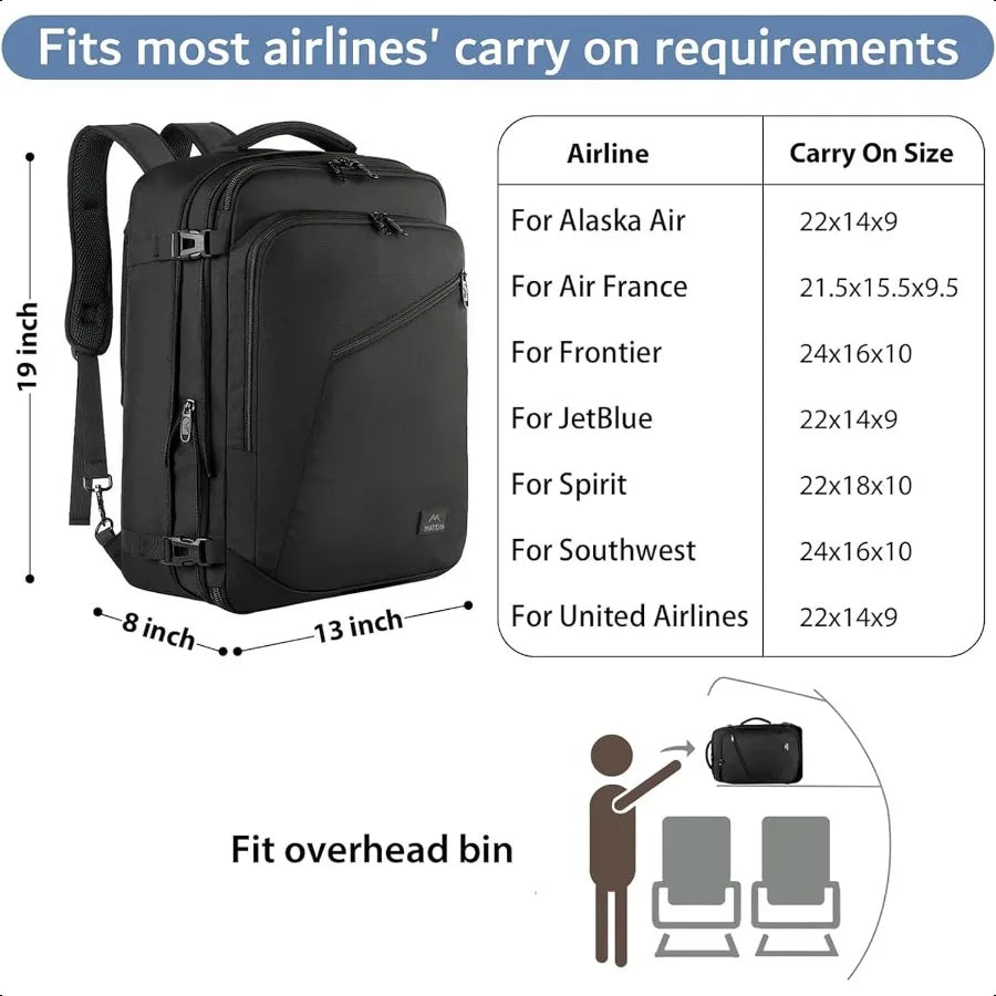 Carry On Backpack Expandable Weekender Bag Water Resistant