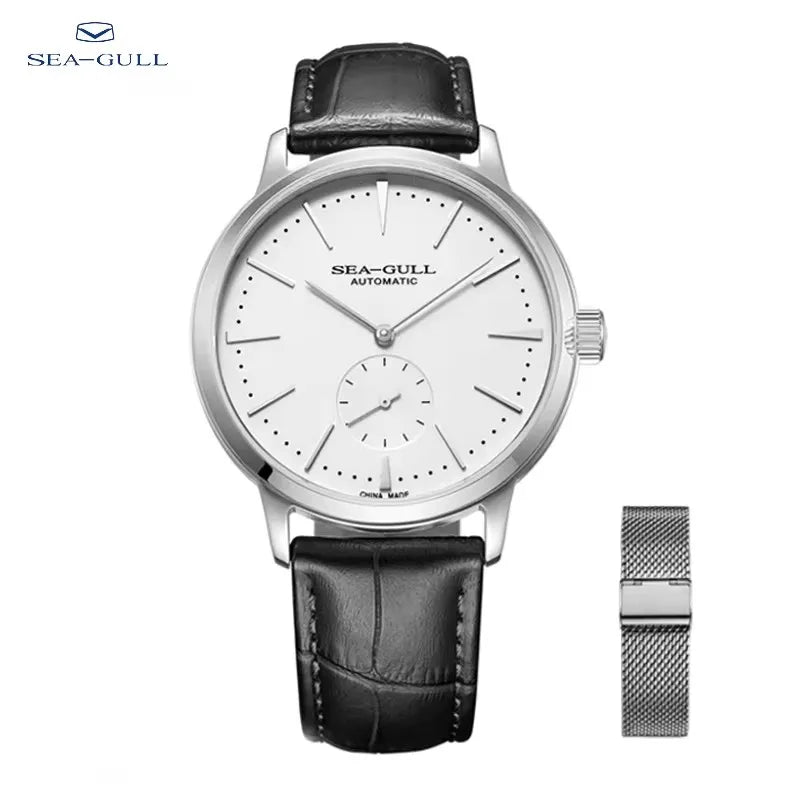 Seagull Mechanical Men's Watch with Leather Band and Waterproof Design