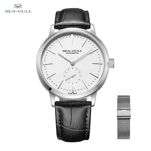 Seagull Mechanical Men's Watch with Leather Band and Waterproof Design
