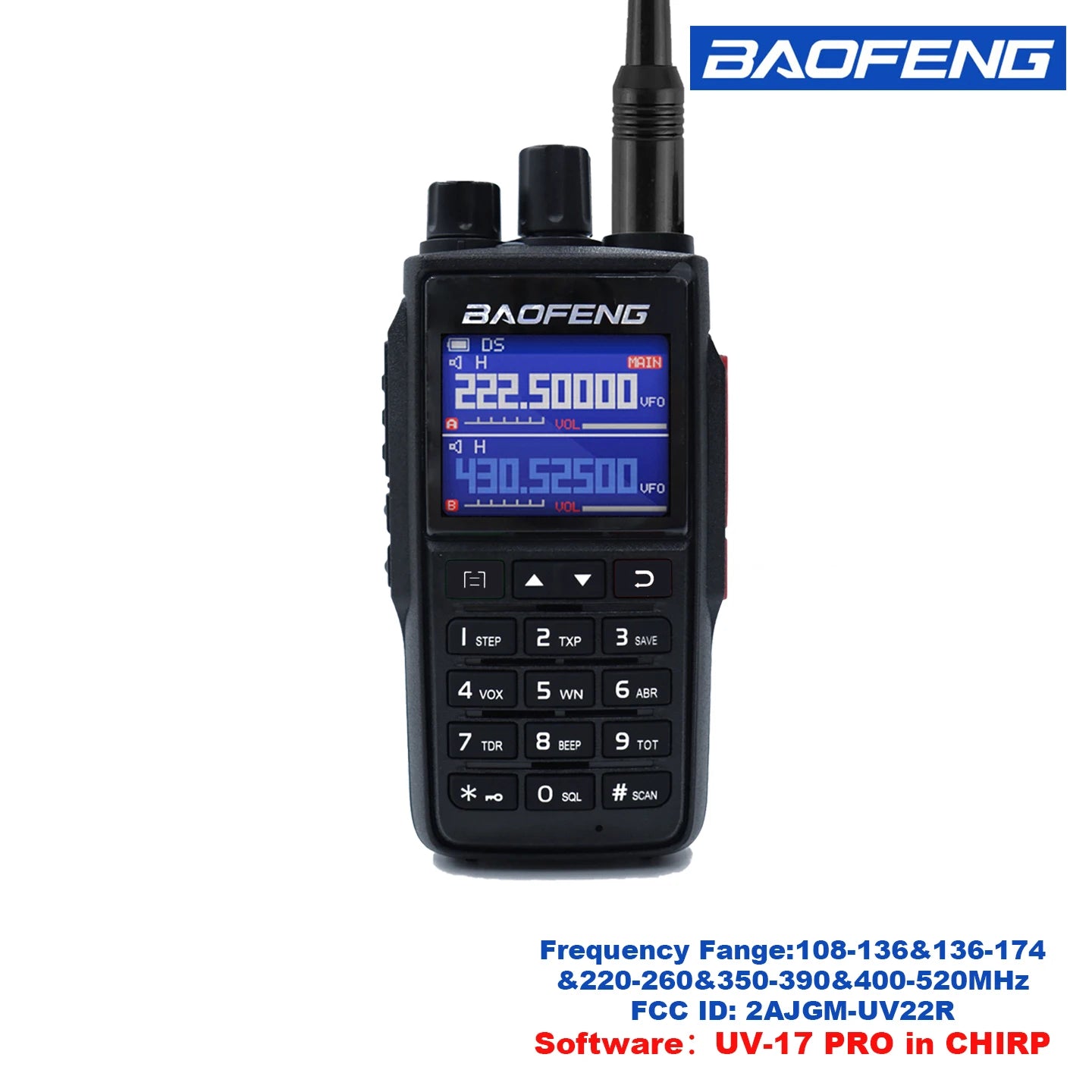 Baofeng UV-22 Long-Distance Two-Way Radio with USB Type-C