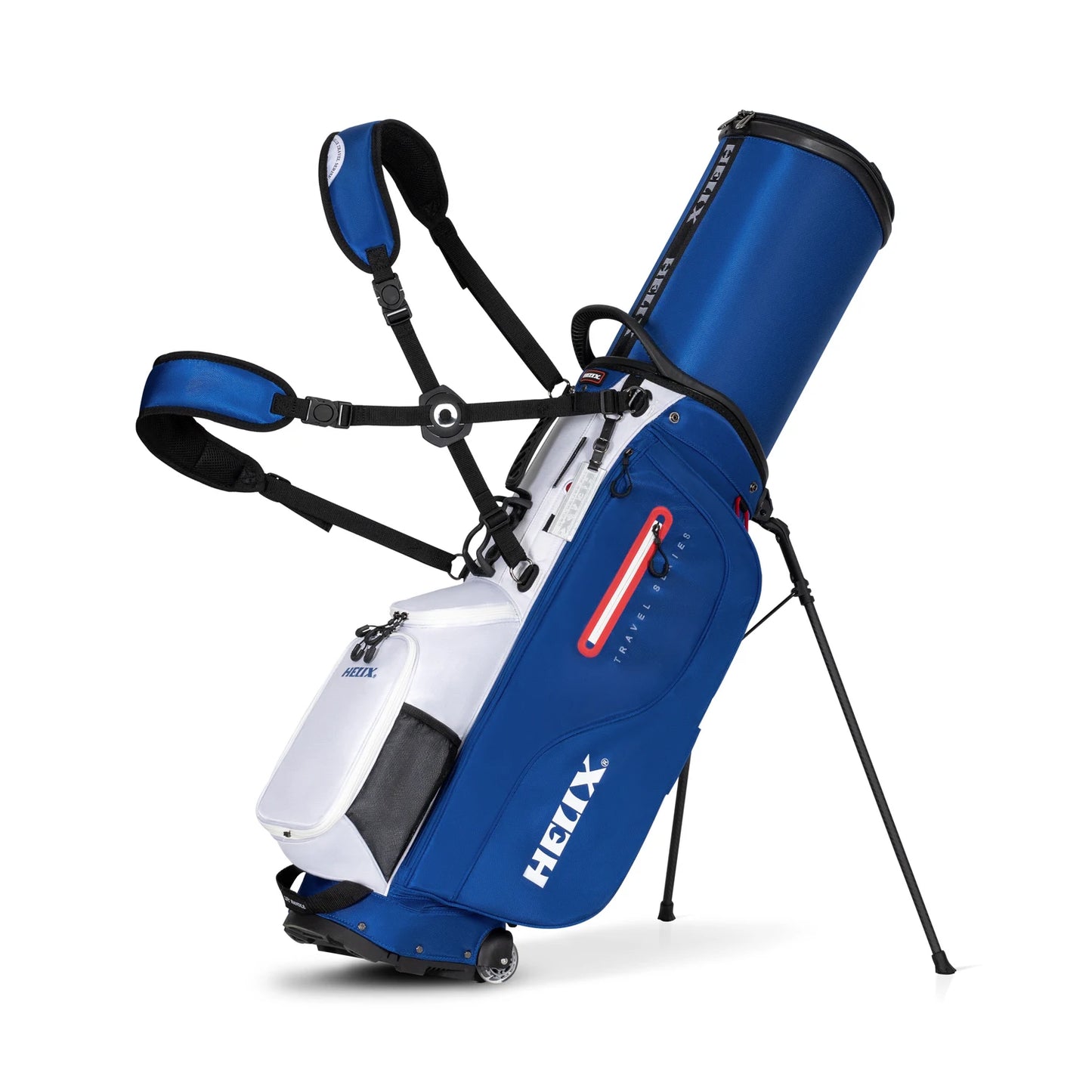Helix Golf Stand Bag With Retractable Top Cover And Wheels