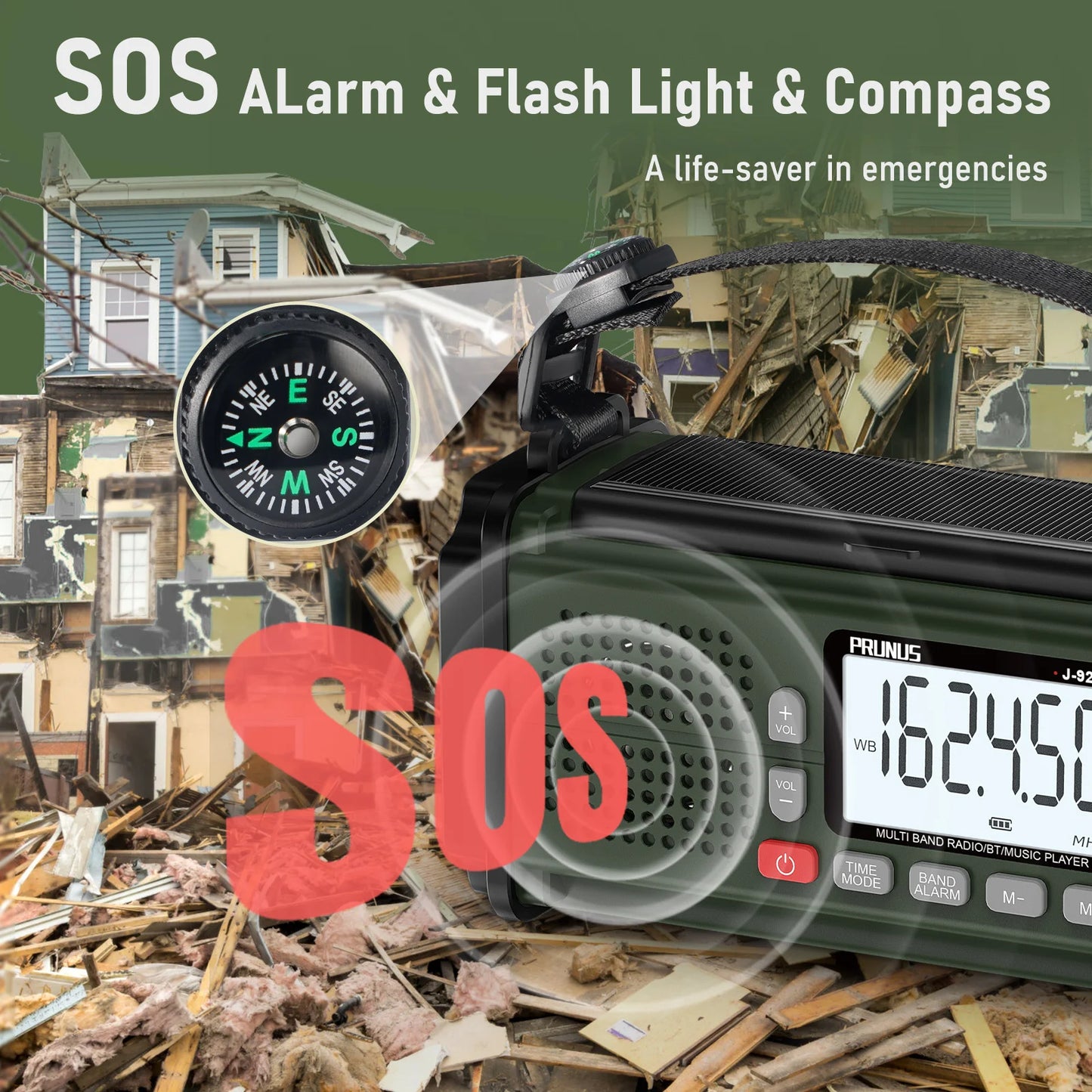 Prunus 924 10000mAh Hand Crank Radio Solar Power Bank