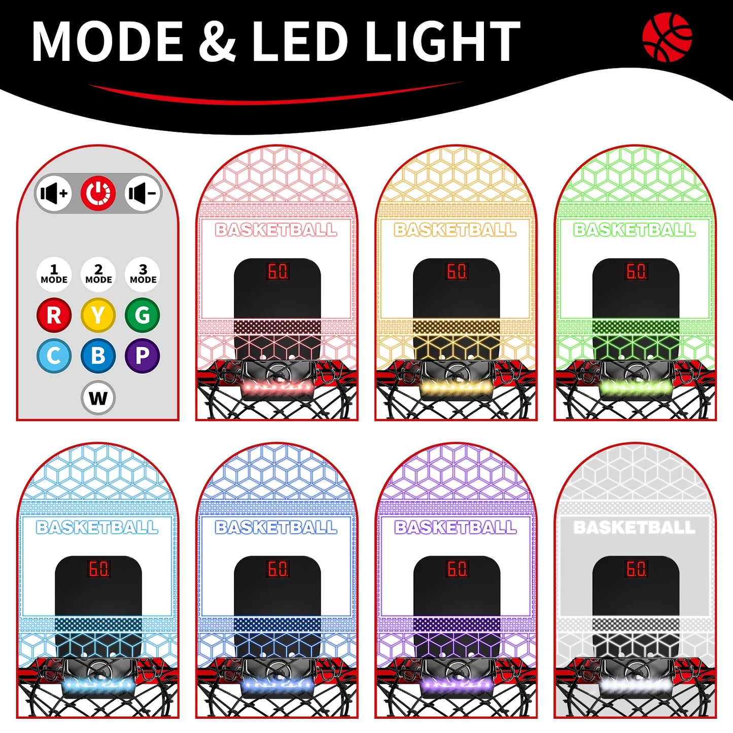 Indoor Outdoor Basketball Hoop With LED Lights For Kids