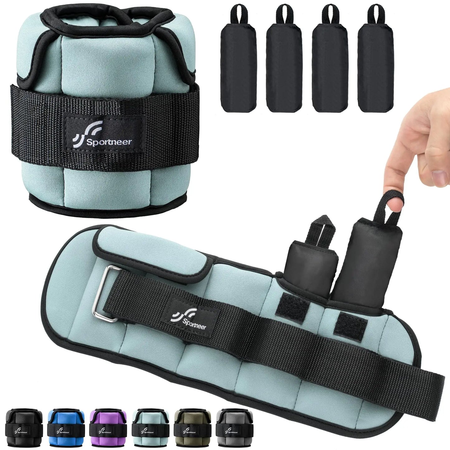 Sportneer Adjustable Wrist and Ankle Weights 1 Pair 1 to 10 lbs