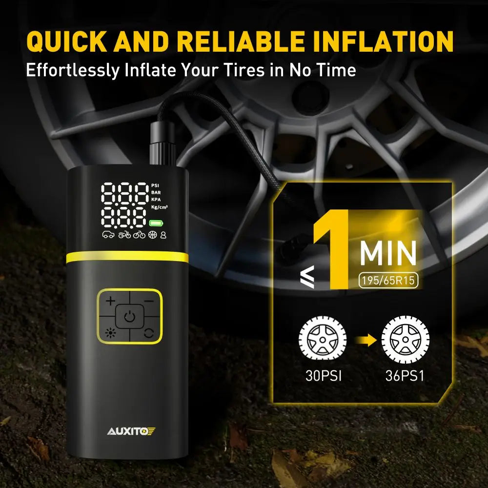 Car Air Pump Power Bank Portable Inflator for tires and more by AUXITO