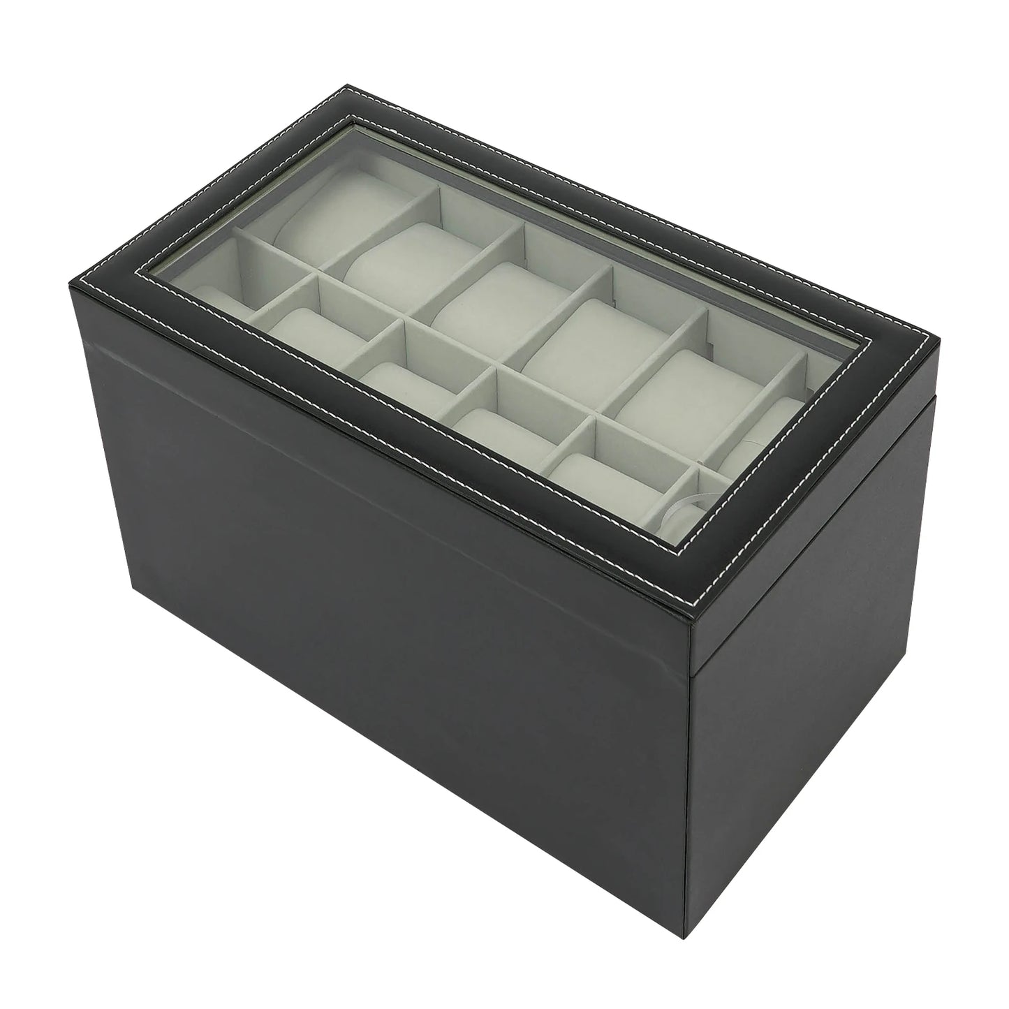 Hign-concerned 3 Tiers Jewelry Box Display Case Glass Top