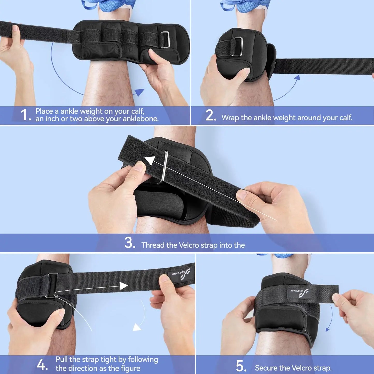 Sportneer Adjustable Wrist and Ankle Weights 1 Pair 1 to 10 lbs