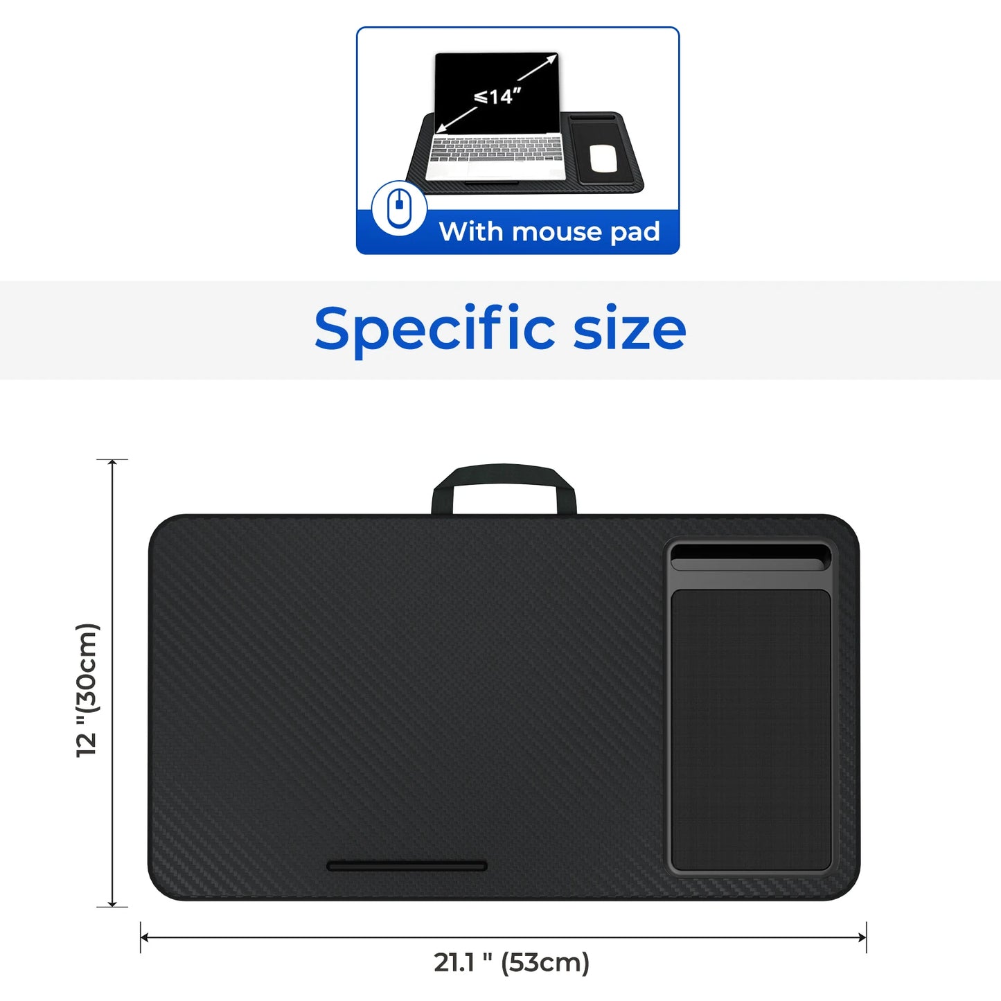 Home Office Pro Lap Desk with Mouse Pad and Phone Holder 21.1x12inch Portable Lightweight