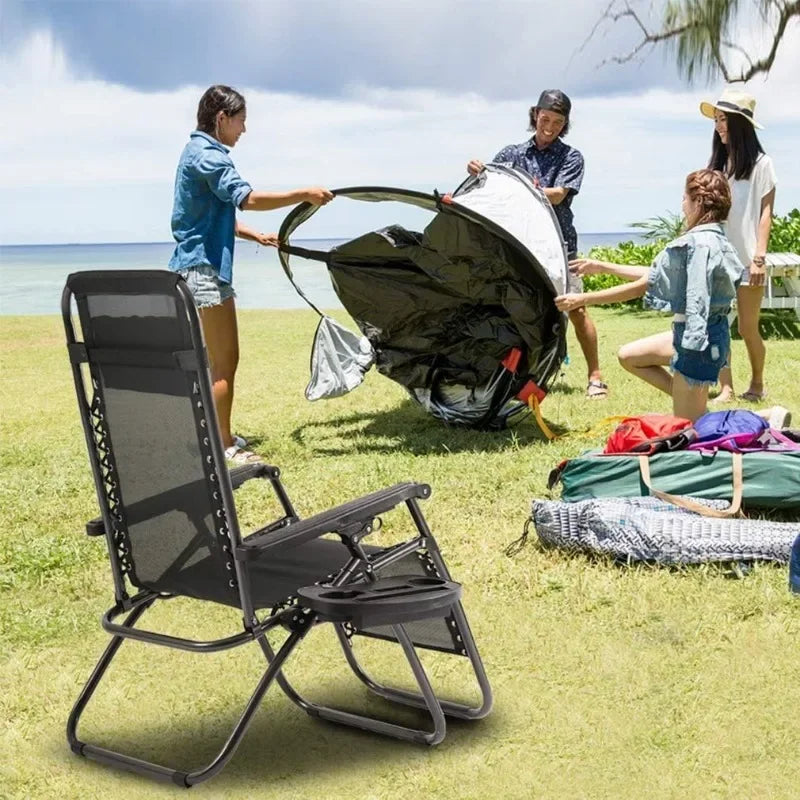Zero Gravity Lounge Chairs Set with Pillow and Cup Holder