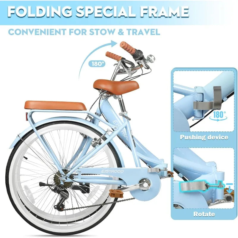 Folding Commuter/Beach Cruiser Bike Women 7 Speed