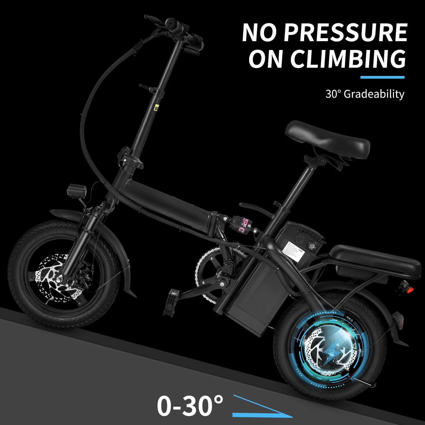 400W Dual Disc Brake Adult Foldable Electric Bicycle 14 Inch