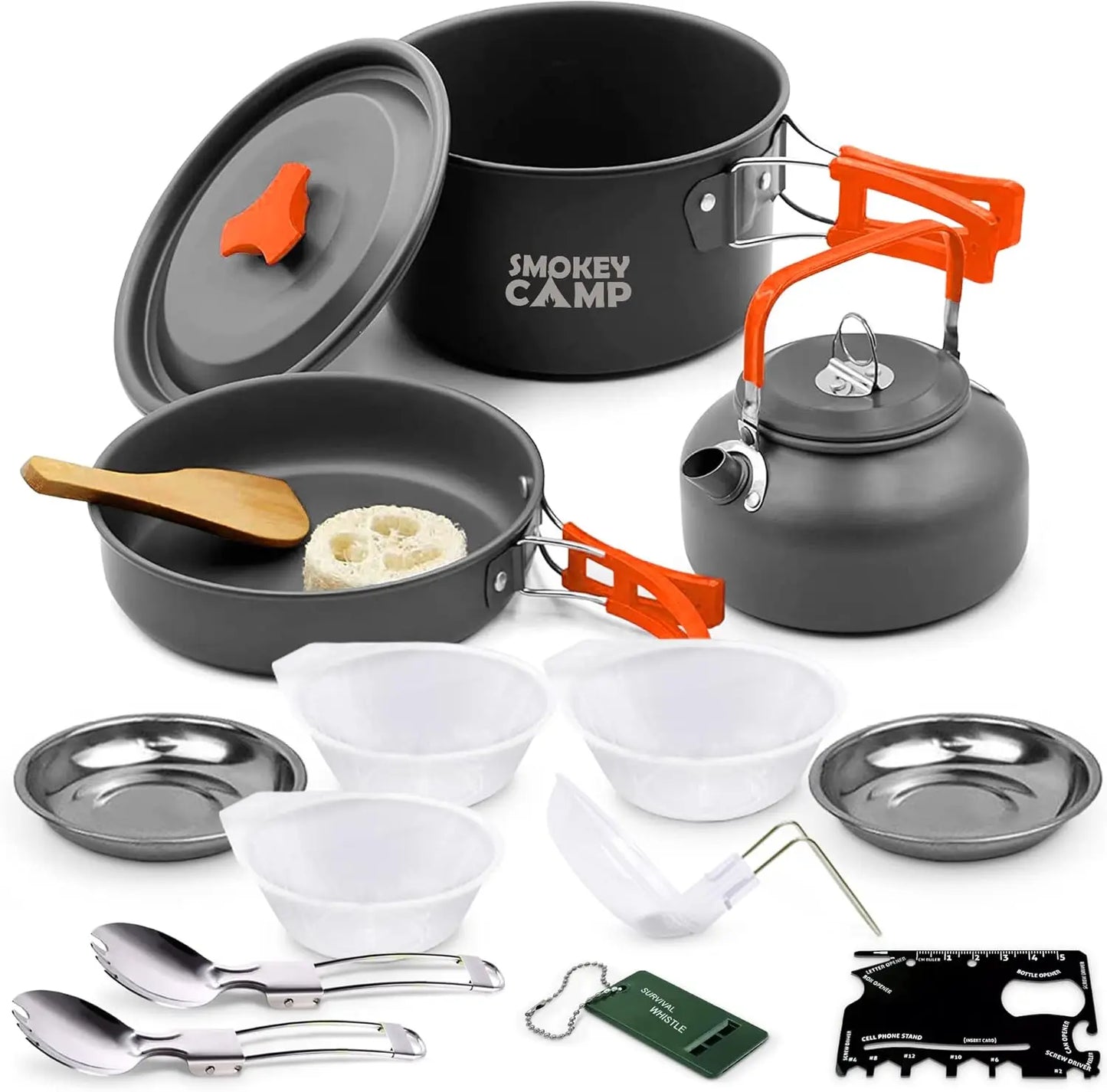 Portab Camping Mess Kit With Stove All In One Nonstick