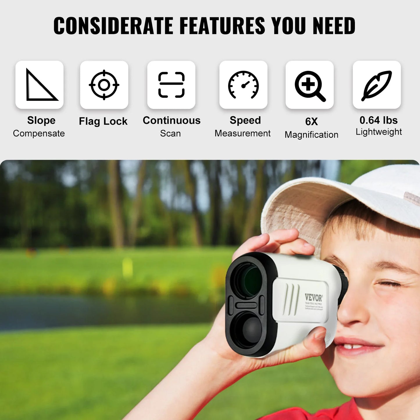 Golf Laser Rangefinder High Precision 6X Magnification for Golf/Hunting VEVOR