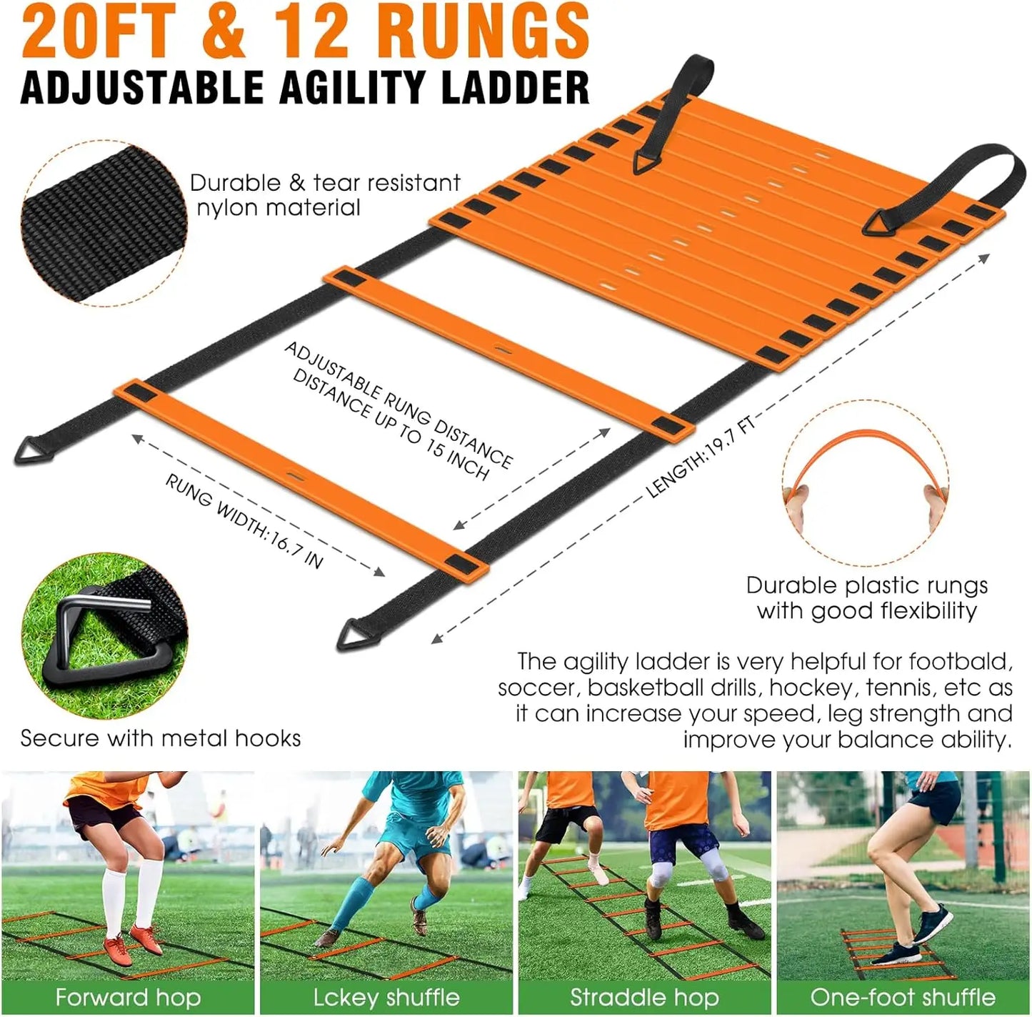 Kids Soccer Goals for Backyard 4x3 Pop Up Toddler Goal Training Equipment with Ball Agility Ladder and Cones Portable