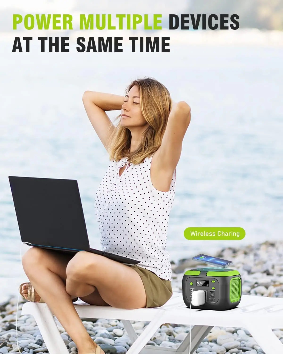FlashFish Power Station 560W Portable Solar Generator 520Wh