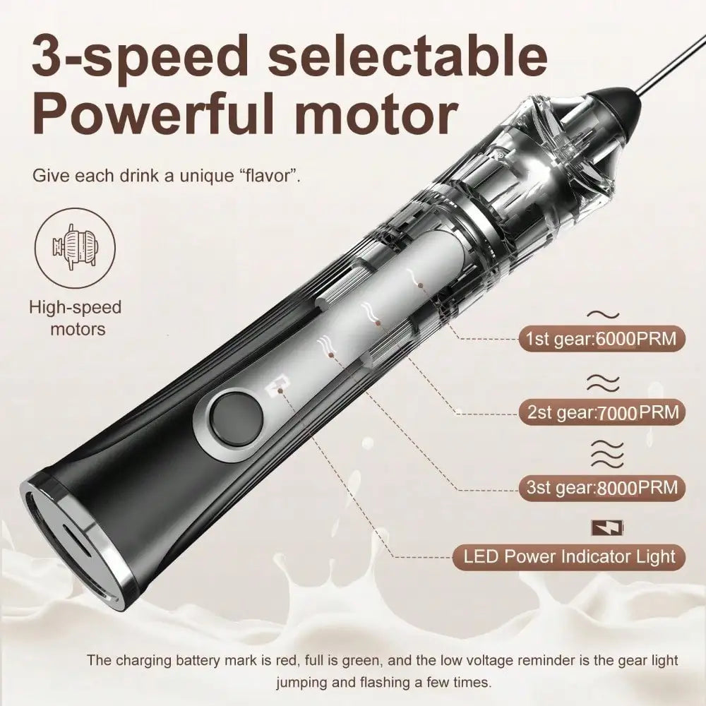 Milk Frother Rechargeable Electric Handheld Drink Mixer