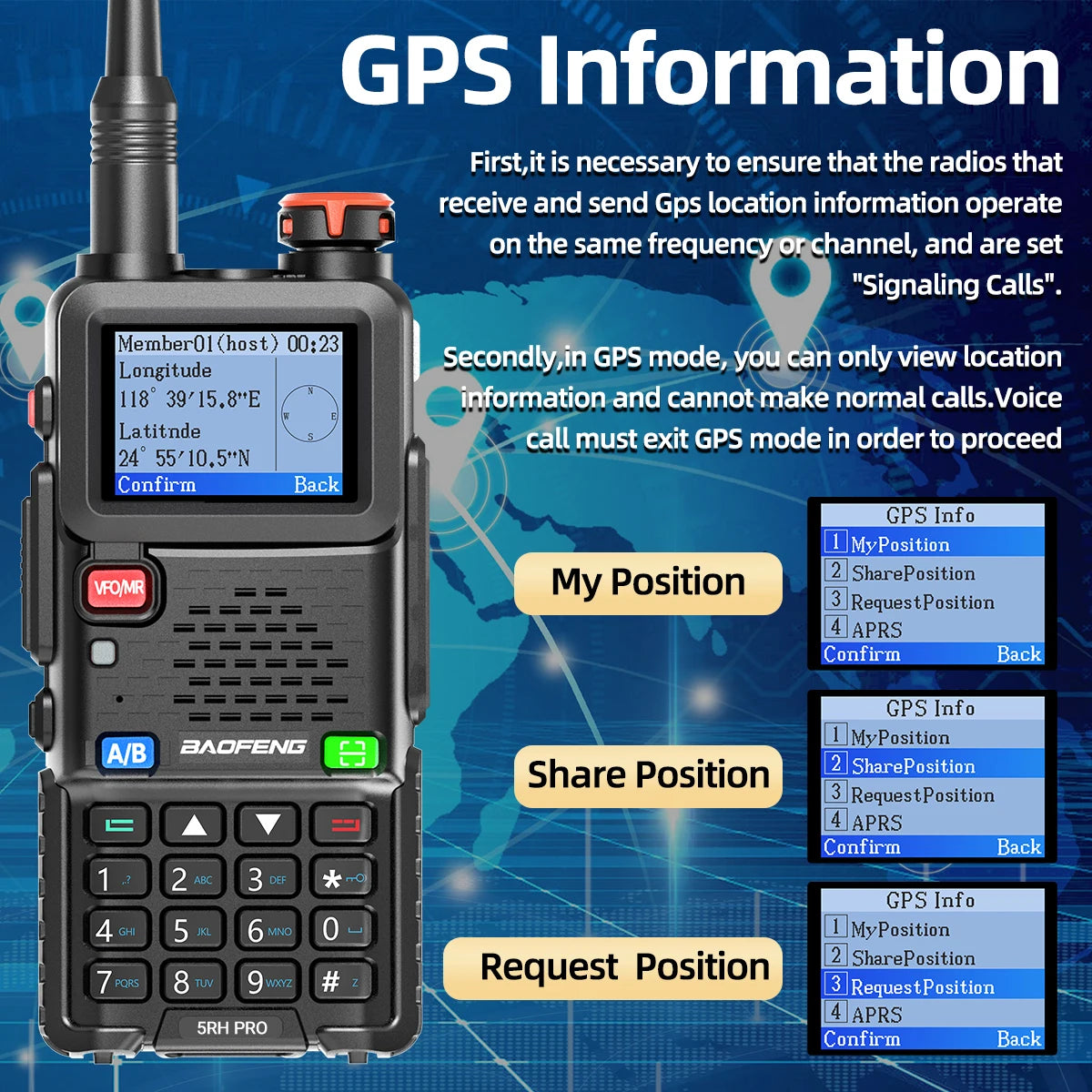 Baofeng UV-5RH Pro GPS Long Range Walkie Talkie Radio