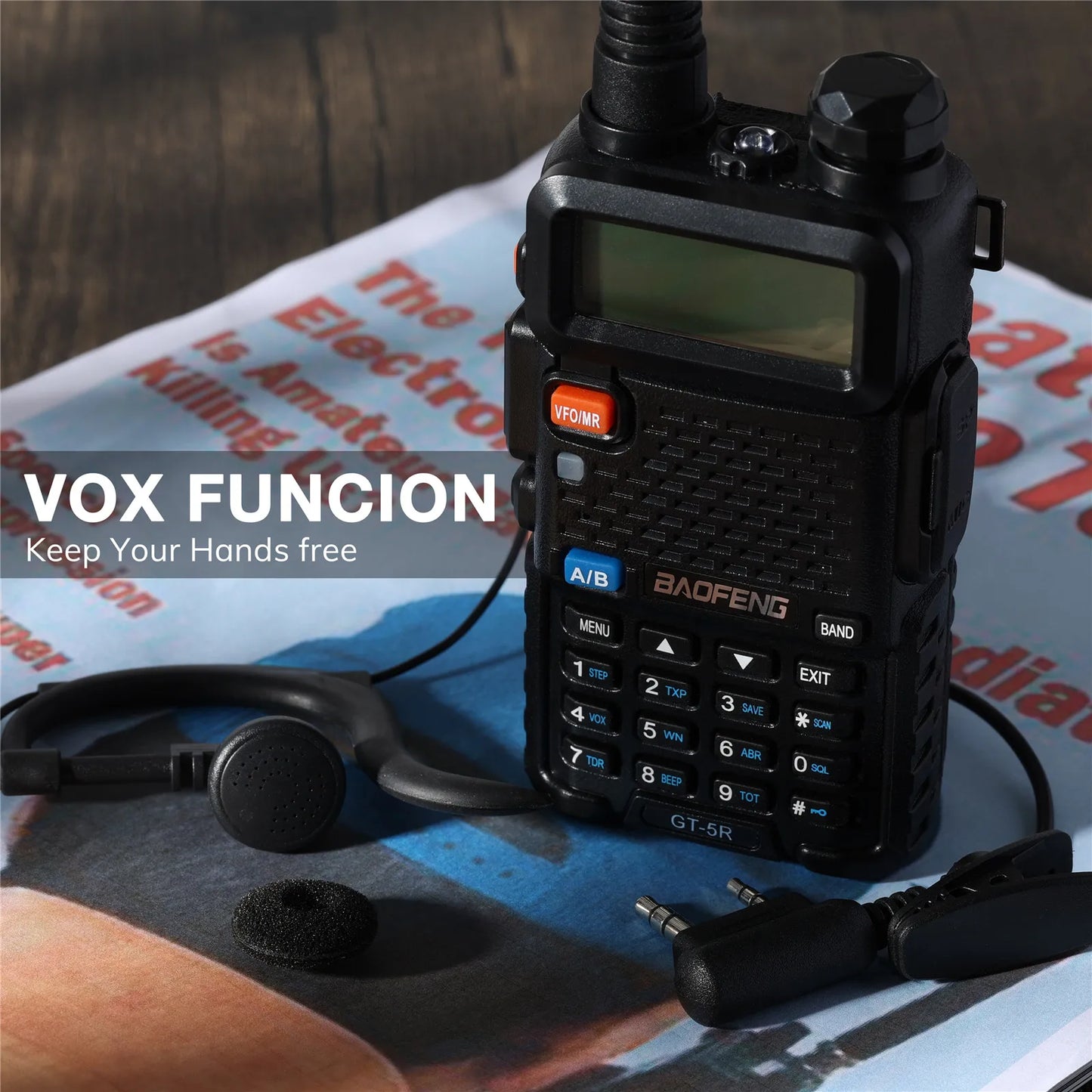 Baofeng GT-5R Handheld Ham Radio Multi-Band Walkie Talkies for Adults FCC Compliant Black