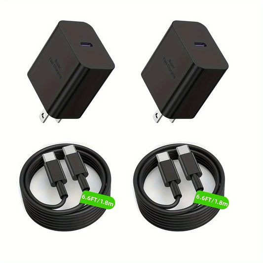 Charger Block 2Pack 45W For Samsung Super Fast & 6.6FT USBC Cable