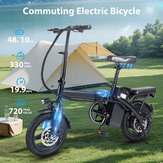 400W Dual Disc Brake Adult Foldable Electric Bicycle 14 Inch