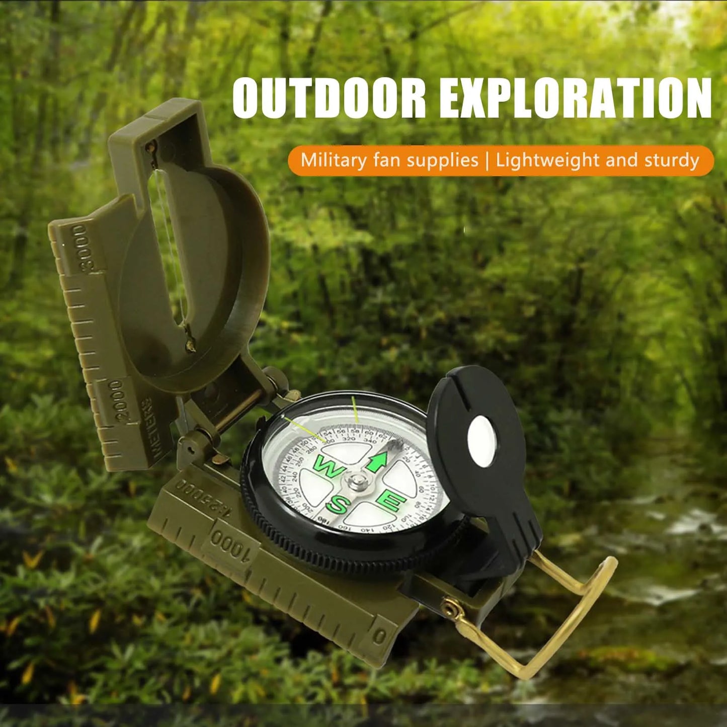 Carrying Portable Phosphorescent Lensatic Compass for Hiking and Navigation