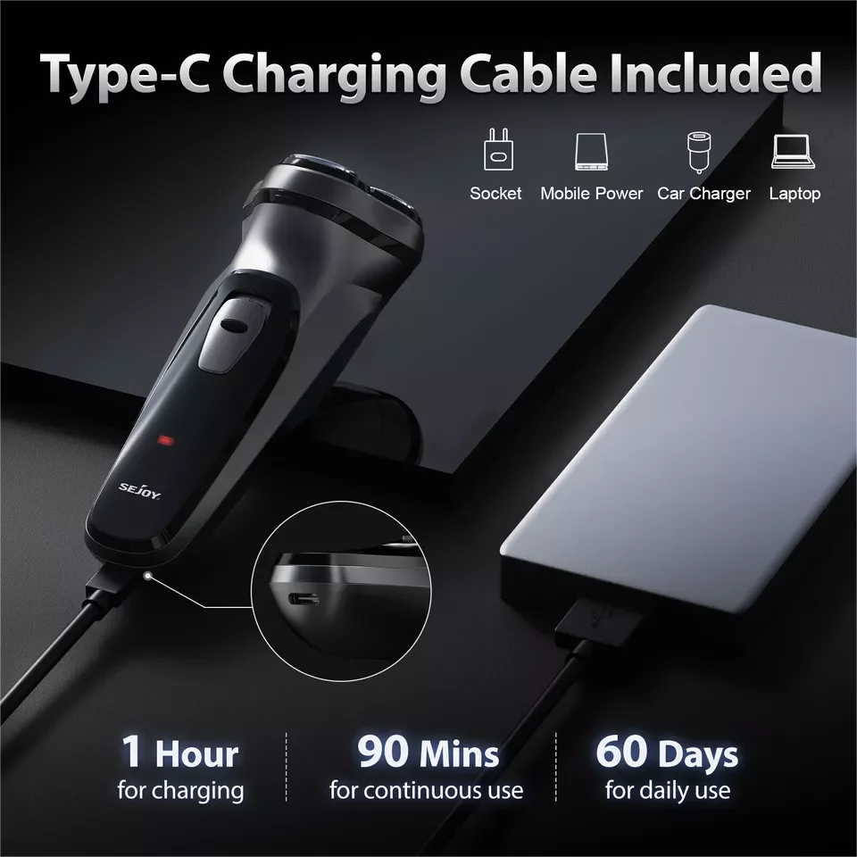 Sejoy Rechargeable Wet and Dry Shaver Pop Up Trimmer