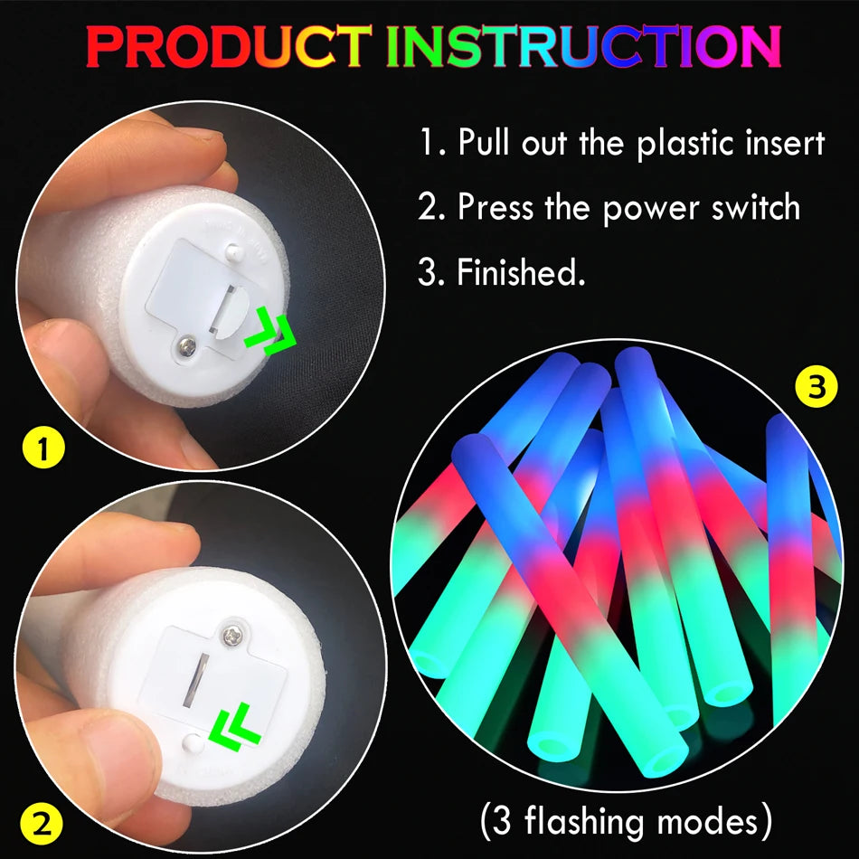 Electronic LED Foam Glow Sticks Party Supplies Accessories