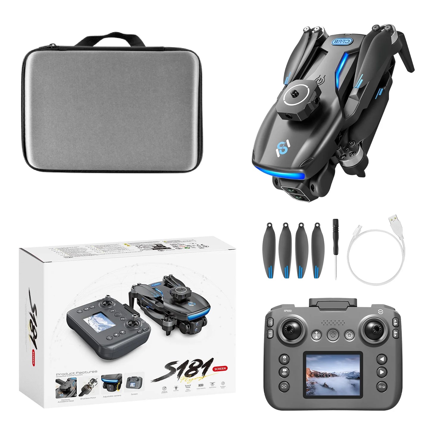 Dual Camera Brushless Drone with Obstacle Avoidance and Remote Control