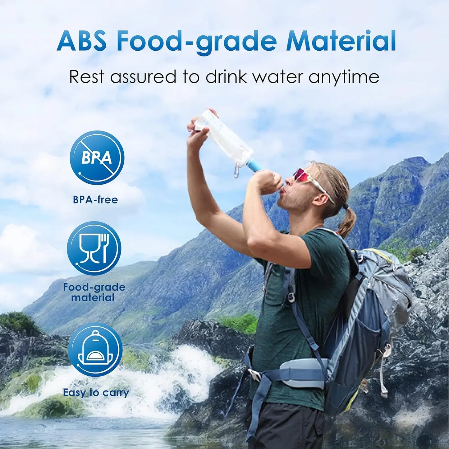 Waterdrop Water Filter Straw Water Purifier Survival for Camping Travel Backpacking Emergency 1 Pack
